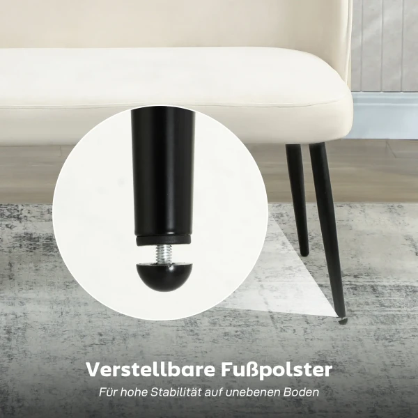 2 zitsbank, Moderne Gestoffeerde Bank Met Metalen En Houten Frame, Fluweelachtige Stoffen Bekleding, Beige