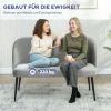 2 zitsbank, Moderne Gestoffeerde Bank Met Metalen En Houten Frame, Fluweelachtige Stoffen Bekleding, Grijs