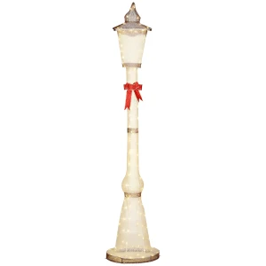 2,15 m verlichte lantaarnpaal, 155 leds, buiten kerstlantaarn, rode strik, waterdicht, voor tuin, terras 1