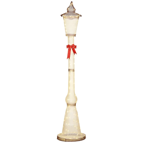 2,15 m verlichte lantaarnpaal, 155 leds, buiten kerstlantaarn, rode strik, waterdicht, voor tuin, terras 1