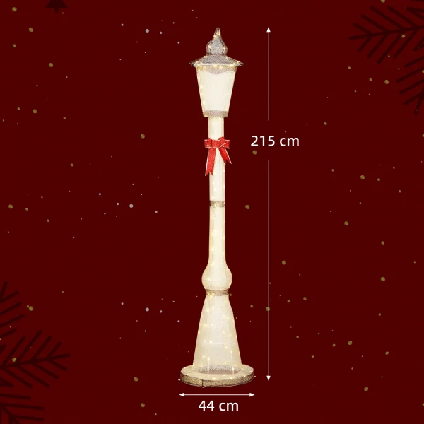 2,15 m verlichte lantaarnpaal, 155 leds, buiten kerstlantaarn, rode strik, waterdicht, voor tuin, terras 4