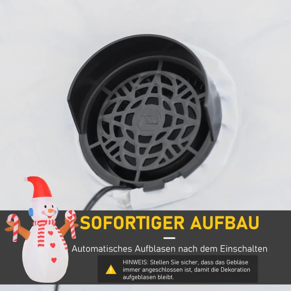 2,4 m opblaasbare sneeuwman met roterende verlichting kerstdecoratie voor binnen en buitenruimte tuin gazondecoratie feest wit+rood 180 x 100 x 240 cm 7