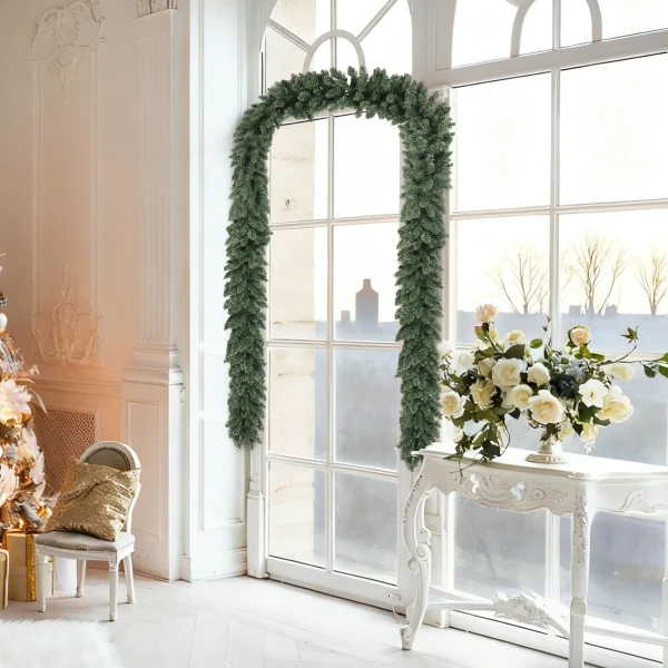 2,7 m kunstmatige kerstguirlande decoratie met 216 toppen dennenkrans voor trappen haard groen 9