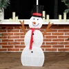 3 delige kerst sneeuwpop familie, buitendecoratie, led verlichting, grondpennen, waterdicht, staal, polyester, wit 10