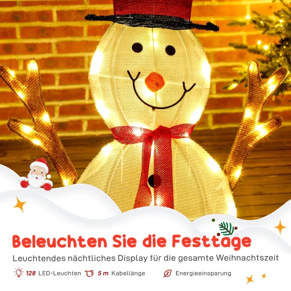 3 delige kerst sneeuwpop familie, buitendecoratie, led verlichting, grondpennen, waterdicht, staal, polyester, wit 6