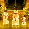 3 delige kerst sneeuwpop familie, buitendecoratie, led verlichting, grondpennen, waterdicht, staal, polyester, wit 9