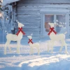 3 delige kerstdecoratie, rendierfamilie met led verlichting, rode strik, staal, polyester, waterdicht 4