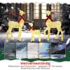 3 delige kerstdecoratie, rendierfamilie met led verlichting, rode strik, staal, polyester, waterdicht 7