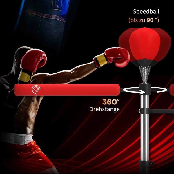 4 in 1 vrijstaande bokszakstandaard, 160 230 cm in hoogte verstelbaar, rood 5