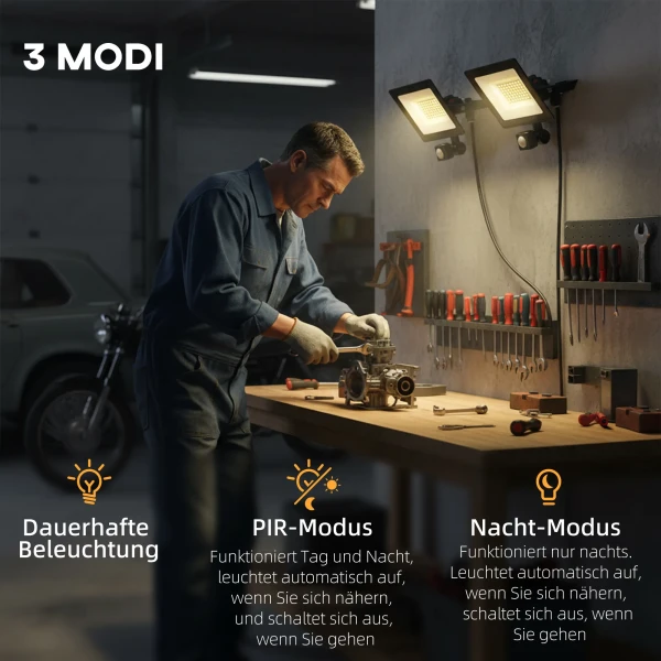 50W Werklicht, Verstelbaar, 3 Modi, Aluminium, Flexibel Inzetbaar, Zwart