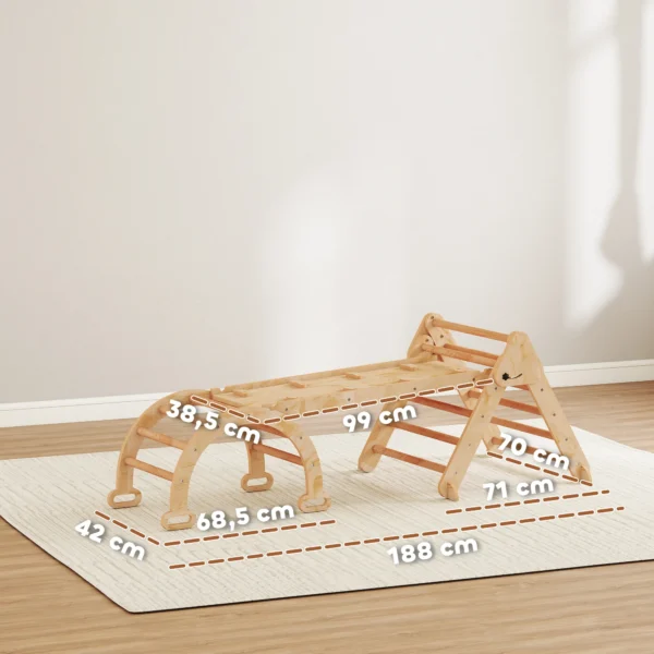7 in 1 Klimrek, Boogladder, Driehoeksladder, Helling, Klimmuur, Glijbaan, Voor Kinderen Van 1,5 4 Jaar, Inklapbaar, Hout