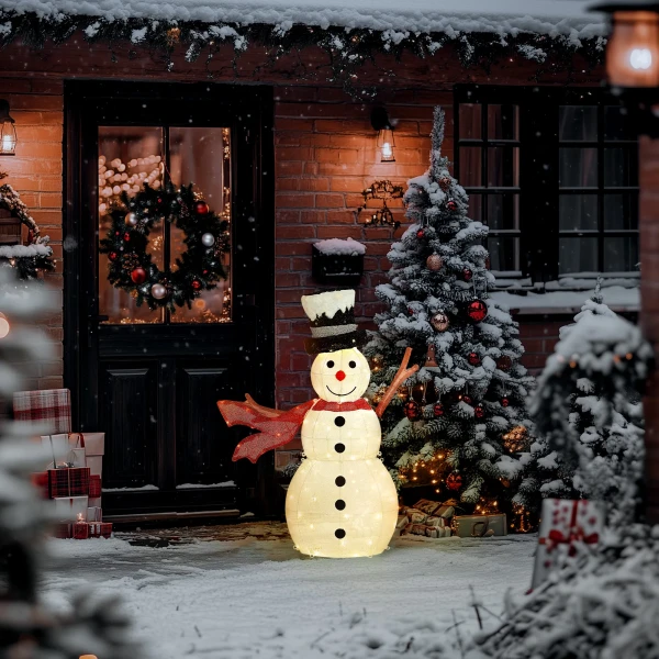 78er led kerstdecoratie, kerst sneeuwpop in warm wit, stalen frame, voor binnen, buiten, meerkleurig 10