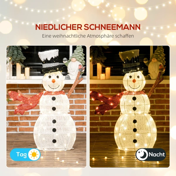 78er led kerstdecoratie, kerst sneeuwpop in warm wit, stalen frame, voor binnen, buiten, meerkleurig 5