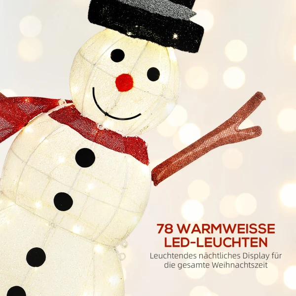 78er led kerstdecoratie, kerst sneeuwpop in warm wit, stalen frame, voor binnen, buiten, meerkleurig 6
