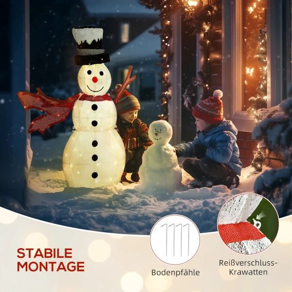 78er led kerstdecoratie, kerst sneeuwpop in warm wit, stalen frame, voor binnen, buiten, meerkleurig 8