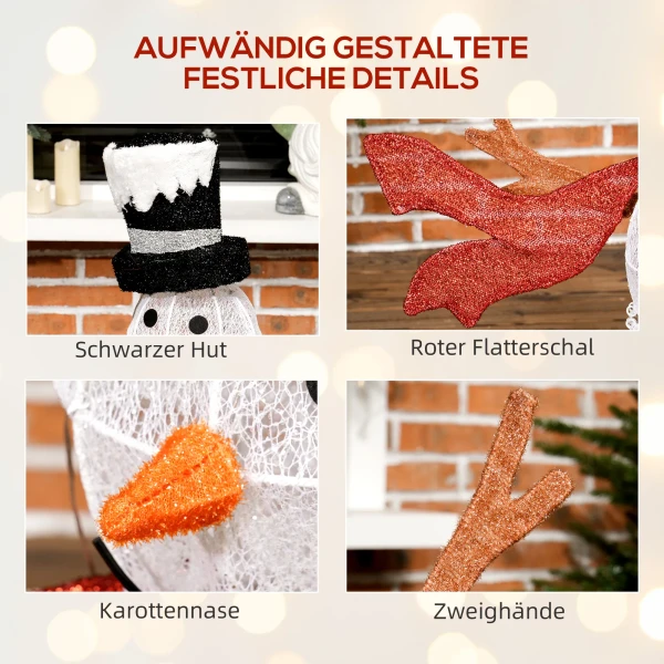 78er led kerstdecoratie, kerst sneeuwpop in warm wit, stalen frame, voor binnen, buiten, meerkleurig 9