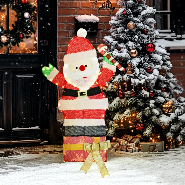 97er led kerstdecoratie, kerstman in warm wit, stalen frame meerkleurig 2