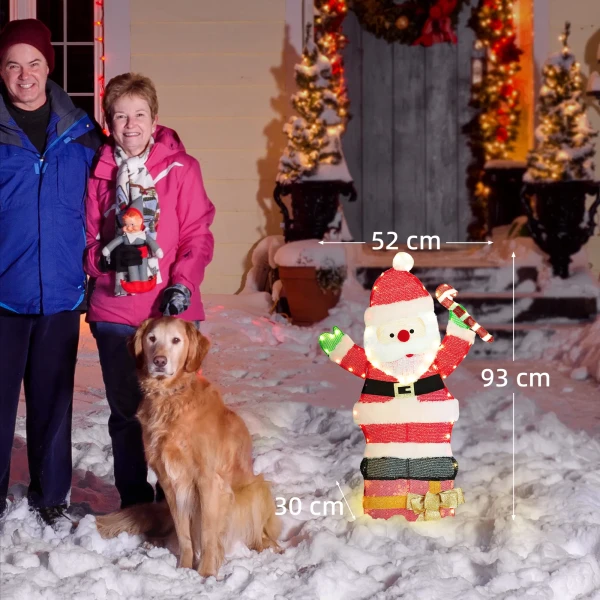 97er led kerstdecoratie, kerstman in warm wit, stalen frame meerkleurig 4