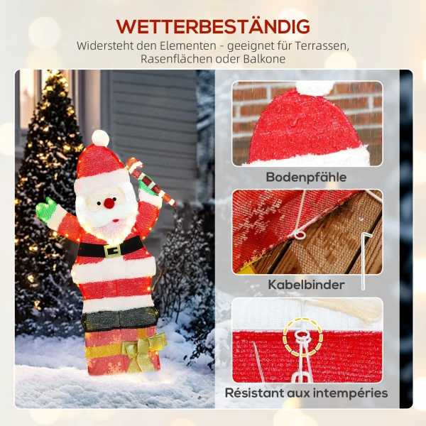 97er led kerstdecoratie, kerstman in warm wit, stalen frame meerkleurig 7