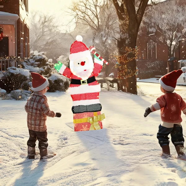 97er led kerstdecoratie, kerstman in warm wit, stalen frame meerkleurig 8