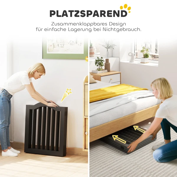 Afscheidingshek hond vrijstaand beschermingshek met voeten, opvouwbaar hondenhek, 4 panelen, 208 x 29,5 x 61 cm, zwart 5