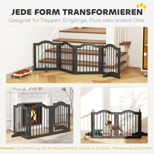 Afscheidingshek hond vrijstaand beschermingshek met voeten, opvouwbaar hondenhek, 4 panelen, 208 x 29,5 x 61 cm, zwart 8