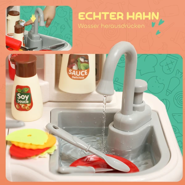 Aiyaplay 92 delig kinderkeukenset, waterkraan, kunststof, 3 6 jaar, groen 6