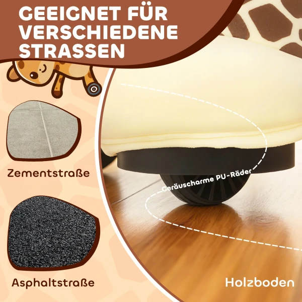 Aiyaplay giraffe om te rijden, rijdend rijpaard in giraffevorm, batterij aangedreven, wasbare hoes, pedalen, stille wielen, muziek, 1,5 5 jaar, bruin 7