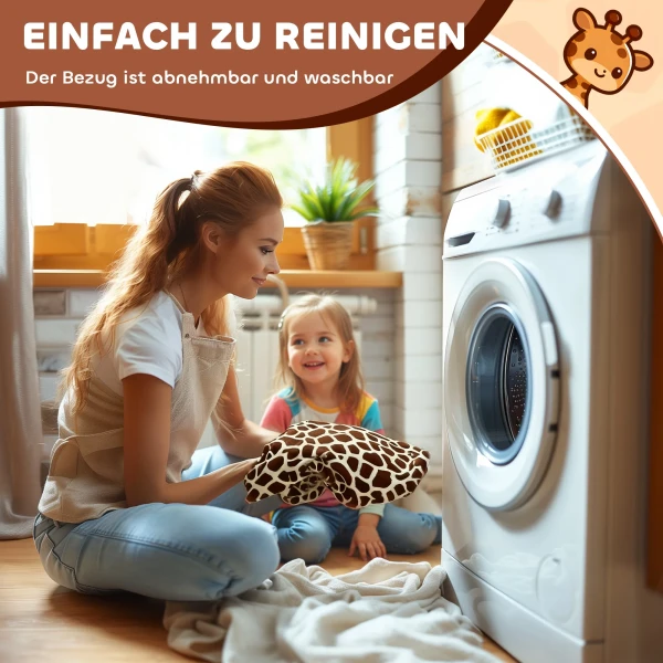 Aiyaplay giraffe om te rijden, rijdend rijpaard in giraffevorm, batterij aangedreven, wasbare hoes, pedalen, stille wielen, muziek, 1,5 5 jaar, bruin 8