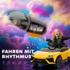 Aiyaplay kinder elektrische auto 12v kinderwagen met 2,4 ghz afstandsbediening, 2 motor, claxon, led, muziek, 101,5 x 49 x 43 cm, geel 9