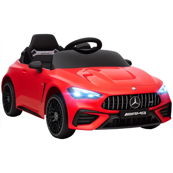 Aiyaplay kinder elektrische auto, mercedes design, 12v motoren, afstandsbediening, led lichten, muziek, voor kinderen van 3 6 jaar, rood 1