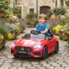 Aiyaplay kinder elektrische auto, mercedes design, 12v motoren, afstandsbediening, led lichten, muziek, voor kinderen van 3 6 jaar, rood 2