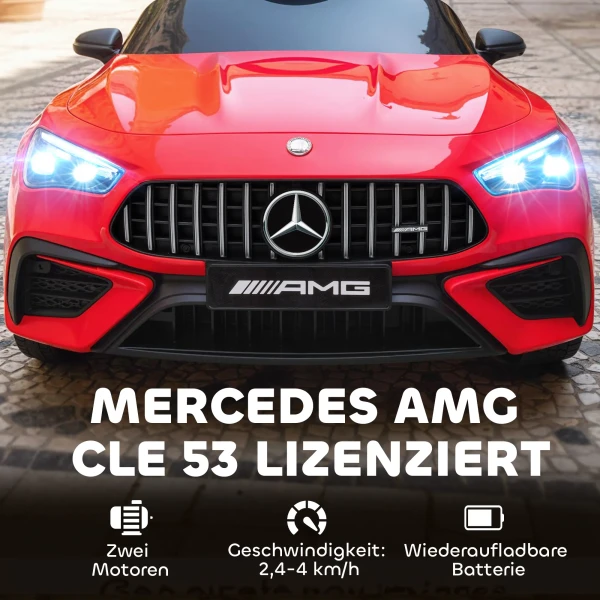 Aiyaplay kinder elektrische auto, mercedes design, 12v motoren, afstandsbediening, led lichten, muziek, voor kinderen van 3 6 jaar, rood 5
