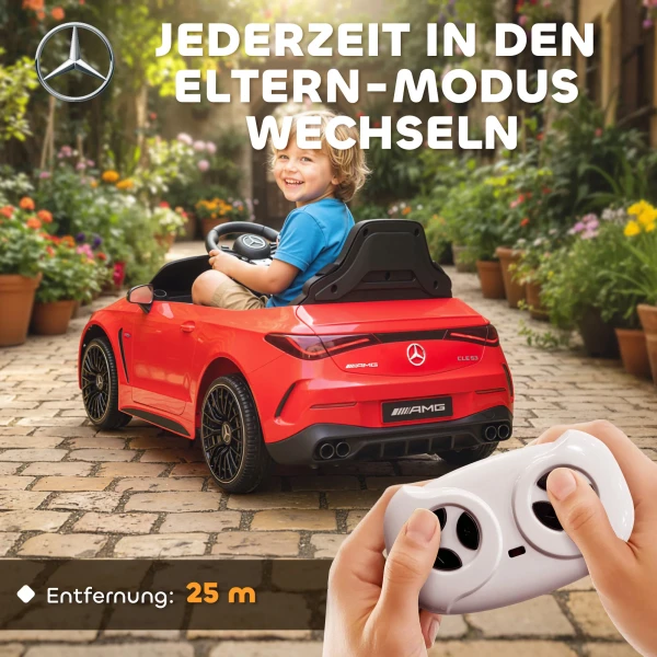 Aiyaplay kinder elektrische auto, mercedes design, 12v motoren, afstandsbediening, led lichten, muziek, voor kinderen van 3 6 jaar, rood 6