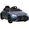 Aiyaplay kinder elektrische auto, mercedes ontwerp, 12v motoren, afstandsbediening, led lampen, muziek, voor kinderen van 3 6 jaar, grijs 1