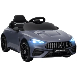 Aiyaplay kinder elektrische auto, mercedes ontwerp, 12v motoren, afstandsbediening, led lampen, muziek, voor kinderen van 3 6 jaar, grijs 1
