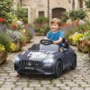Aiyaplay kinder elektrische auto, mercedes ontwerp, 12v motoren, afstandsbediening, led lampen, muziek, voor kinderen van 3 6 jaar, grijs 2