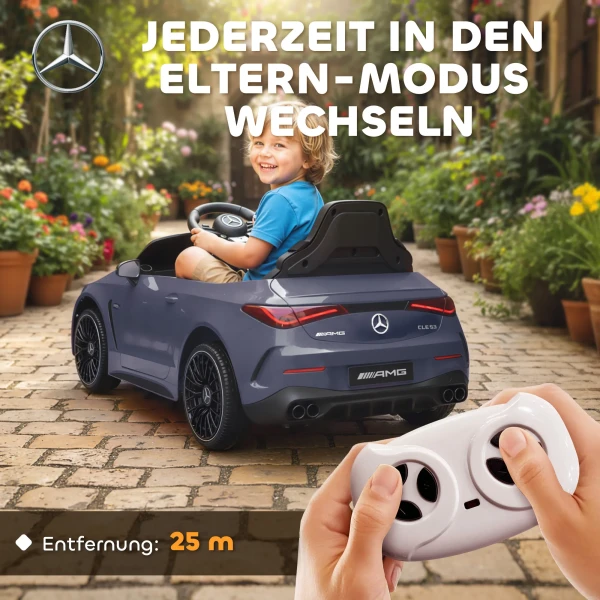 Aiyaplay kinder elektrische auto, mercedes ontwerp, 12v motoren, afstandsbediening, led lampen, muziek, voor kinderen van 3 6 jaar, grijs 6