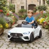 Aiyaplay kinder elektrische auto, mercedes ontwerp, 12v motoren, afstandsbediening, led lampen, muziek, voor kinderen van 3 6 jaar, wit 2