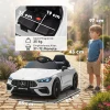 Aiyaplay kinder elektrische auto, mercedes ontwerp, 12v motoren, afstandsbediening, led lampen, muziek, voor kinderen van 3 6 jaar, wit 4