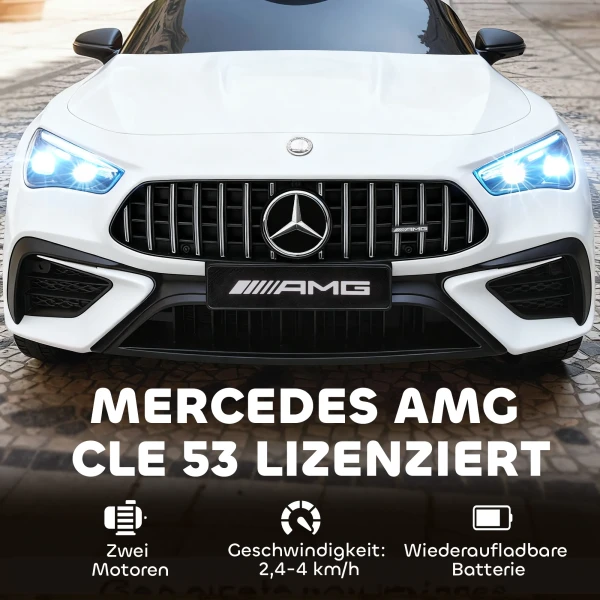 Aiyaplay kinder elektrische auto, mercedes ontwerp, 12v motoren, afstandsbediening, led lampen, muziek, voor kinderen van 3 6 jaar, wit 5