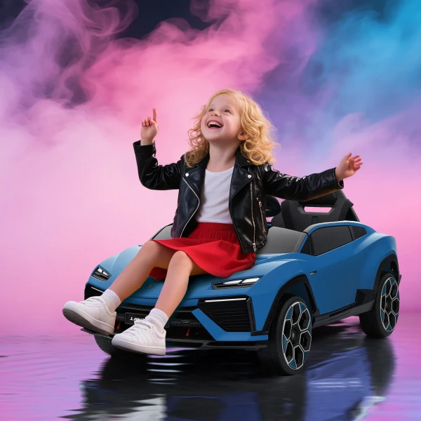 Aiyaplay kinder elektroauto 12v kinderauto met 2,4 ghz afstandsbediening, 2 motor, claxon, led, muziek, 101,5 x 49 x 43 cm, blauw 2