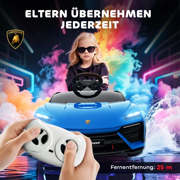 Aiyaplay kinder elektroauto 12v kinderauto met 2,4 ghz afstandsbediening, 2 motor, claxon, led, muziek, 101,5 x 49 x 43 cm, blauw 6