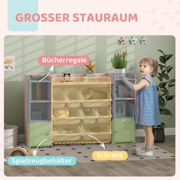 Aiyaplay kinderopbergrek, rek voor speelgoed en boeken, voor overzichtelijk opruimen, 8 uitneembare dozen, roze 5
