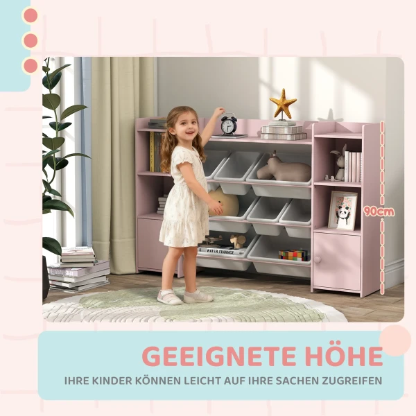 Aiyaplay kinderopbergrek, rek voor speelgoed en boeken, voor overzichtelijk opruimen, 8 uitneembare dozen, roze 7