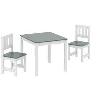 Aiyaplay kindertafel met 2 stoelen, 3 delig kinderzitgroep, zitgroep voor kinderen, kindmeubilair, 56 x 52 x 48 cm grijs 1
