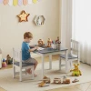 Aiyaplay kindertafel met 2 stoelen, 3 delig kinderzitgroep, zitgroep voor kinderen, kindmeubilair, 56 x 52 x 48 cm grijs 2