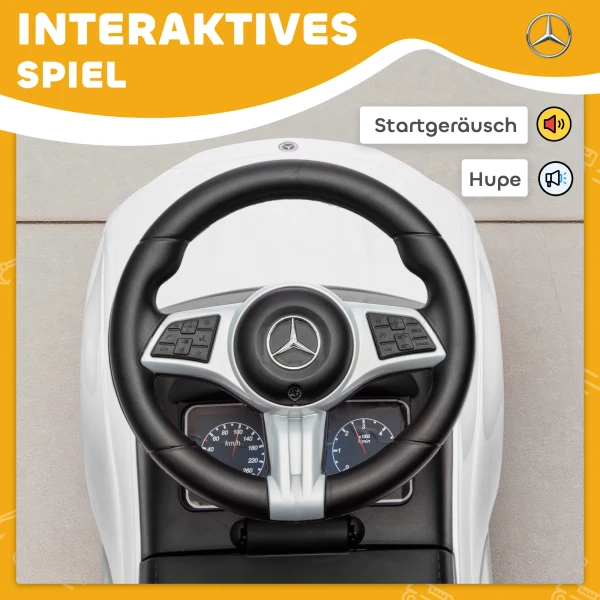 Aiyaplay mercedes benz c klasse loopauto met claxon, motorgeluiden, opbergruimte, voor kinderen 18 36 maanden, wit 7