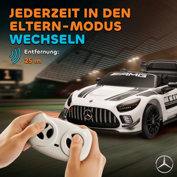 Aiyaplay mercedes elektrische auto, kinder zitauto, 12v batterij, led lichten, muziekfunctie, claxon, 3 8 jaar, wit 6