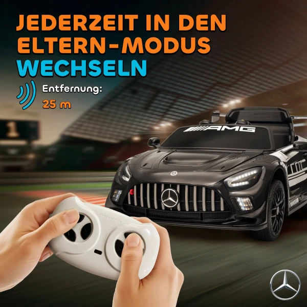 Aiyaplay mercedes elektrische auto, kinder zitauto, 12v batterij, led lichten, muziekfunctie, claxon, 3 8 jaar, zwart 6